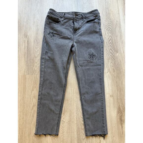 Seven7 Jeans, star embellishment, raw hem, women's size 10, Skinny - Picture 1 of 7